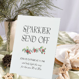 Winter Wedding Holly Sparkler Absenden von Zeichen Sockelschild