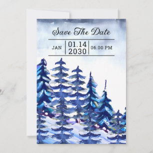 Winter Wedding Invitation Card Mountain Trees Desi Einladung