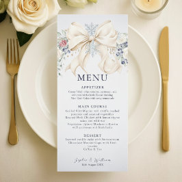 Winter Wedding Menu – Cream, Bow & Floral Menükarte