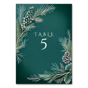 Winter Wedding Pine Cones Pineberries Green White Tischnummer