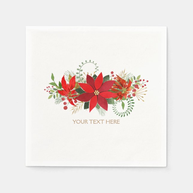Winter Wedding Red White Poinsettia Feier Serviette (Vorderseite)