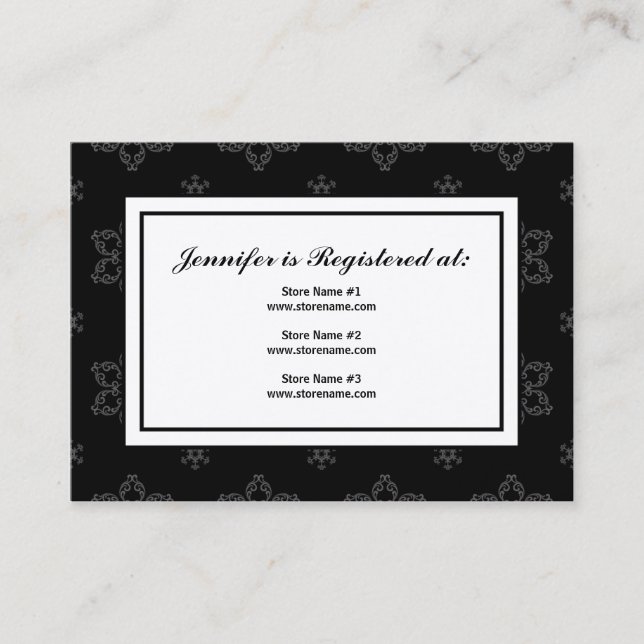 Winter Wedding Registry Card in B&W auf Cream Begleitkarte (Vorderseite)