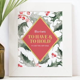 Winter Wedding Sign Wassercolor Holly und Berries Poster