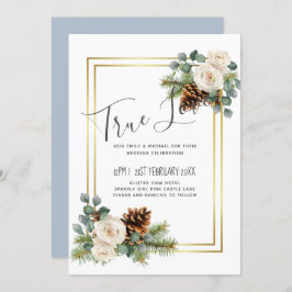 Winter Wedding White Roses Gold Dusty Blue