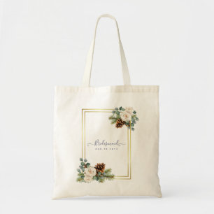 Winter Wedding White Roses Gold Dusty Blue Tragetasche