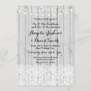 Winter Wedellicht Wood Lace Party Einladung