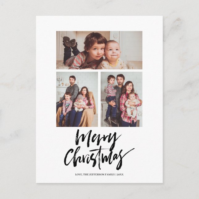 Winter Weihnachten 3 Foto Collage Urlaub Postkarte (Vorderseite)