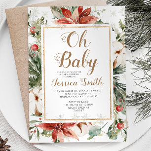 Winter Weihnachten Floral Baby Showflakes Einladung