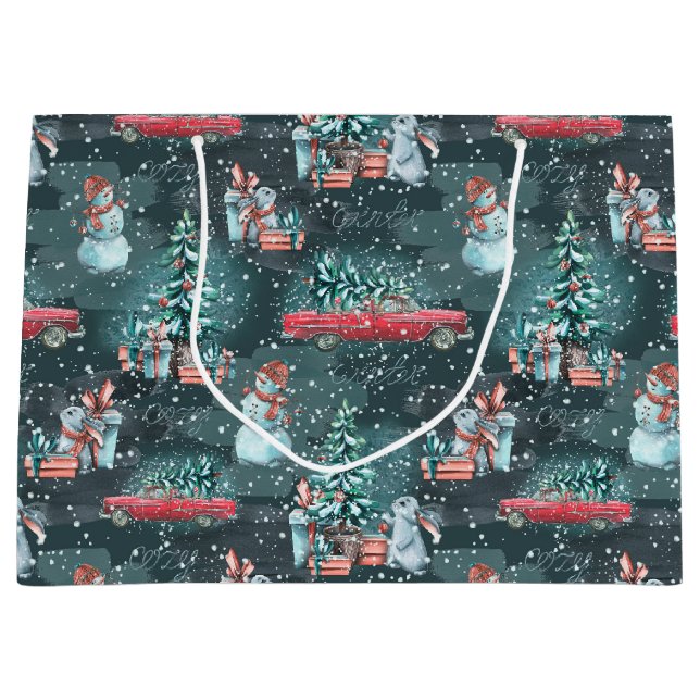 Winter Weihnachten Gemütliche mittelgroße Geschenk Große Geschenktüte (Vorderseite)