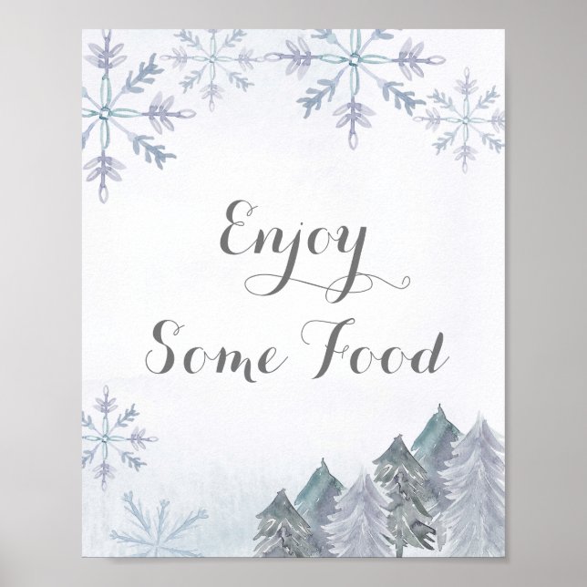 Winter Weihnachten Genießen Sie etwas Essen Sign Poster (Vorne)
