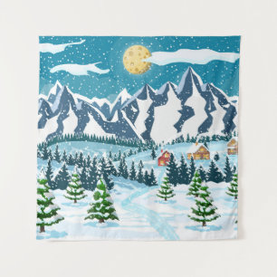 Winter Weihnachten Hintergrund. Kiefernholz und Sa Wandteppich