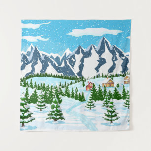 Winter Weihnachten Hintergrund. Kiefernholz und Sa Wandteppich