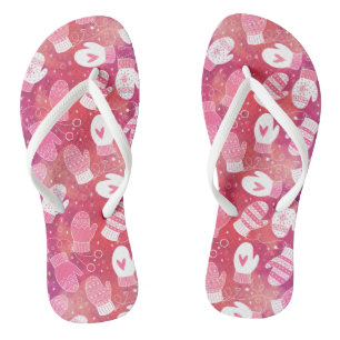 Winter Weihnachten Mittens Muster in Rosa Flip Flops