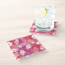 Winter Weihnachten Mittens Muster in Rosa Glasuntersetzer