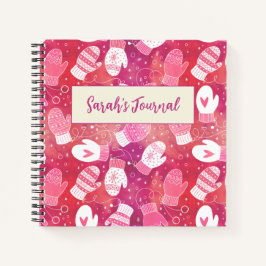 Winter Weihnachten Mittens Muster in Rosa Notizbuch