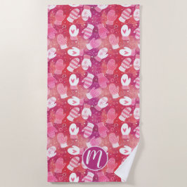 Winter Weihnachten Mittens Muster in Rosa Strandtuch
