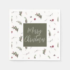 Winter Weihnachten Napkins Grün Weißer Burgund Serviette