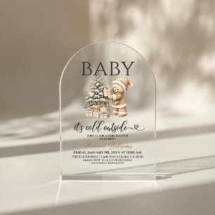Winter-Weihnachten Neutrales Teddybär-Baby-Party Acryleinladungen