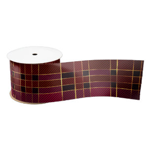 Winter Weihnachten Rot & Schwarzer Tartan & Golden Satinband