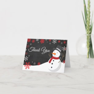 Winter Weihnachten Roter Schneemann Danke Karte