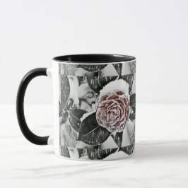 Winter, Weihnachten, Schnee, gefrorene Rose Zeichn Tasse