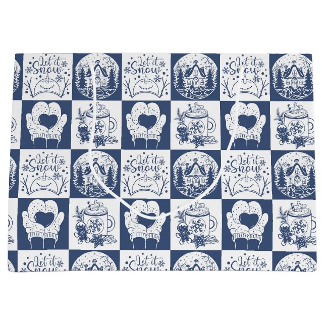 Winter Weihnachten Schnee Große Geschenktüte (Vorderseite)