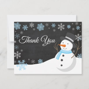 Winter Weihnachten Schneemann Blau Danke Karte