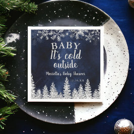 Winter Weihnachten Silber Pine Marine Babydusche Serviette