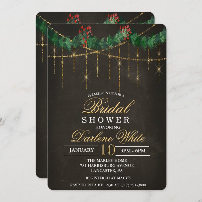 Winter Weihnachten Urlaub Bridal Dusche Einladung (Vorne/Hinten)