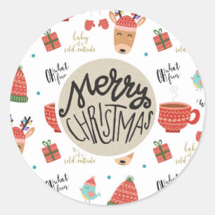 Winter Weihnachten Weihnachten Rustikale Kraft Gef Runder Aufkleber