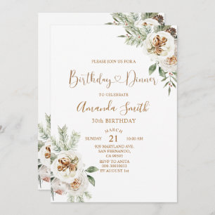 Winter Weihnachten Weiße Flora Geburtstag 30. Aben Einladung