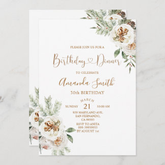 Winter Weihnachten Weiße Flora Geburtstag 30. Aben Einladung