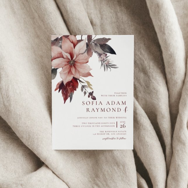 Winter WeihnachtenBlumenwasser-Hochzeit Einladung (Von Creator hochgeladen)