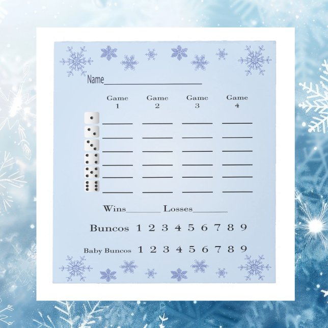 Winter Weihnachts-Bunco-Kernblatt Notizblock (Winter Christmas Holiday themed Bunco score sheet. Easy to use. Bunco players love these sheets. )