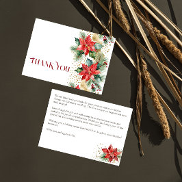 Winter Weihnachts Hochzeit poinsettia Gold Vielen Dankeskarte