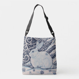 Winter Weihnachts Rabbit Blue White Navy Tasche Pu