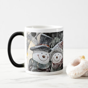 Winter, Weihnachts-Schneemann und Schneefrau Tasse