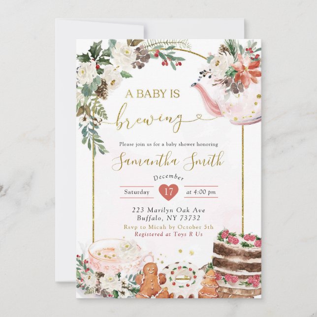 Winter Weihnachts-Tea-Baby ist die Brechen der Ein Einladung (Vorderseite)