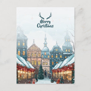 Winter-Weihnachtsdorf Postkarte