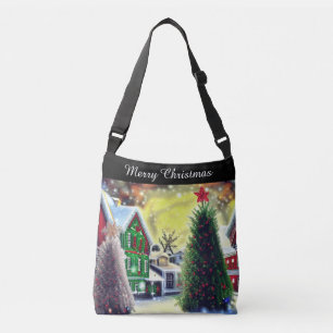 Winter Weihnachtsdorf Szene Crossbody Bag Tragetaschen Mit Langen Trägern