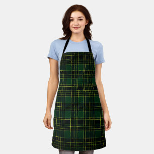Winter-Weihnachtsgrün-Tartan & Goldfolie Schürze