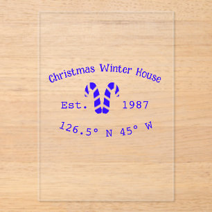 Winter-Weihnachtshaus blaue Zuckerrohre geschätzt Acryleinladungen