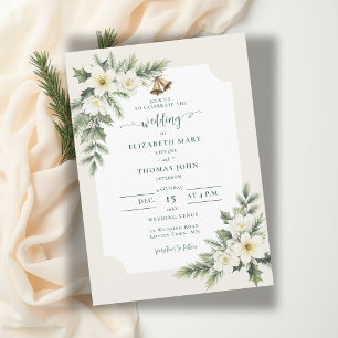Winter-Weihnachtsrosen-Grün-Rustikale Hochzeit Einladung