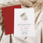 Winter Weihnachtsschmuck Brautdusche Einladung<br><div class="desc">Feiern Sie die zukünftige Braut mit dieser minimalistischen Winter Brautdusche mit einer Aquarell-Illustration eines Weihnachtsschmucks mit Hochzeitsringen,  Kiefernzweig und Weihnachtsbeeren. Mit eleganter Handschrift Kalligraphie.</div>