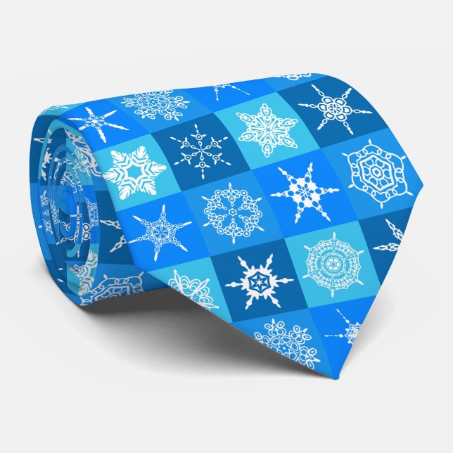 Winter-Weihnachtsschneeflocken auf Blau Krawatte (Gerollt)