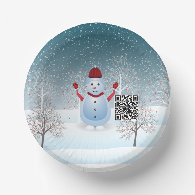Winter Weihnachtsschneemann Papier Bowl Pappteller (Vorderseite)