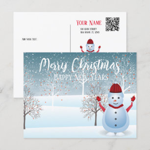 Winter Weihnachtsschneemann Postkarte