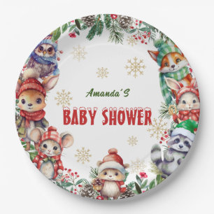 Winter-Weihnachtswald-Tiere-Baby-Party Pappteller