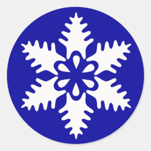 Winter-weißes Weihnachtsschneeflocke Runder Aufkleber