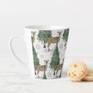 Winter-Weißwedelhirsch mit Schneeflocken-Urlaubshe Milchtasse